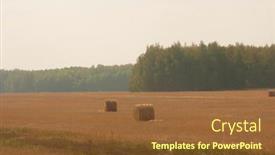  Presentation with end - Slide set with beautiful-landscape-with-straw-bales background and a tawny brown colored foreground