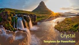  Presentation with iceland - Colorful slides enhanced with beautiful-landscape-with-sunrise backdrop and a tawny brown colored foreground