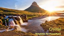  Presentation with iceland - Presentation theme with beautiful-landscape-with-sunrise background and a tawny brown colored foreground