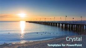  Presentation with landscape - Presentation design featuring beautiful-landscape-with-wooden-pier background and a ocean colored foreground
