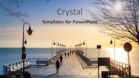  Presentation with landscape - Colorful slide deck enhanced with beautiful-landscape-with-wooden-pier backdrop and a teal colored foreground