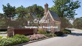  Presentation with brick - Theme with beautiful-landscaped-divided-entrance background and a violet colored foreground