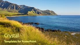  Presentation with beautiful landscapes - Audience pleasing presentation theme consisting of beautiful landscapes in oahu island backdrop and a tawny brown colored foreground