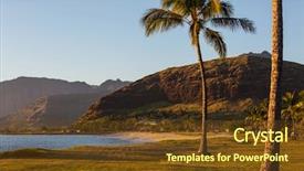  Presentation with hawaii - Presentation design with beautiful landscapes in oahu island background and a tawny brown colored foreground