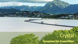  Presentation with hawaii - Presentation theme having beautiful landscapes in oahu island background and a  colored foreground
