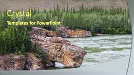  Presentation with america canada - PPT theme featuring beautiful-landscapes-in-yukon-river background and a tawny brown colored foreground