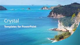  Presentation with inspiring - Amazing slide deck having beautiful-landscapes-it-the-ocean backdrop and a teal colored foreground
