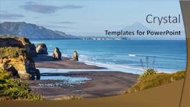  Presentation with beautiful landscapes - Audience pleasing presentation theme consisting of beautiful-landscapes-it-the-ocean backdrop and a light blue colored foreground