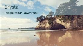  Presentation with inspiring - PPT layouts featuring beautiful-landscapes-it-the-ocean background and a light blue colored foreground