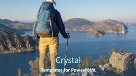  Presentation with beautiful landscapes - Beautiful PPT layouts featuring beautiful-landscapes-on-the-carian backdrop and a ocean colored foreground