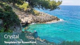  Presentation with beautiful landscapes - Amazing PPT theme having beautiful-landscapes-on-the-carian backdrop and a teal colored foreground