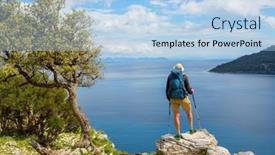  Presentation with beautiful landscapes - Cool new PPT theme with beautiful-landscapes-on-the-carian backdrop and a light blue colored foreground