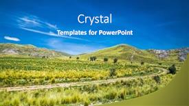  Presentation with beautiful landscapes - PPT theme having beautiful-landscapes-on-the-road background and a teal colored foreground