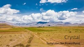  Presentation with beautiful landscapes - Amazing slide deck having beautiful-landscapes-on-the-road backdrop and a gold colored foreground