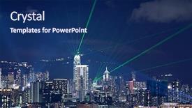  Presentation with laser - Presentation theme enhanced with beautiful laser night show scenery of hong kong victoria harbor background and a navy blue colored foreground