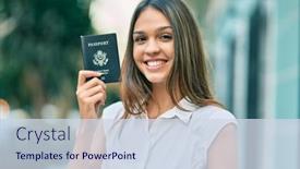  Presentation with united states - Beautiful PPT theme featuring beautiful-latin-teenager-girl-smiling backdrop and a sky blue colored foreground