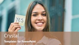  Presentation with yes - Slide deck enhanced with beautiful-latin-teenager-girl-smiling background and a coral colored foreground
