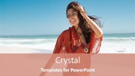  Presentation with black sea - Amazing theme having beautiful-latin-woman-running backdrop and a coral colored foreground