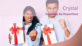  Presentation with anniversary - PPT theme with beautiful-latin-young-couple-holding background and a pink colored foreground