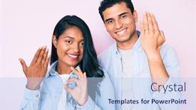  Presentation with latin america music - Cool new slide deck with beautiful-latin-young-couple-wearing backdrop and a light blue colored foreground