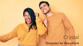  Presentation with latin music - Colorful slide deck enhanced with beautiful-latin-young-couple-wearing backdrop and a yellow colored foreground
