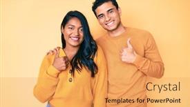  Presentation with young happy couple - Theme with beautiful-latin-young-couple-wearing background and a yellow colored foreground