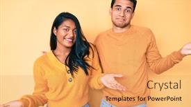  Presentation with comparison - Theme enhanced with beautiful-latin-young-couple-wearing background and a yellow colored foreground