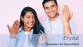  Presentation with engagement - Amazing slides having beautiful-latin-young-couple-wearing backdrop and a light blue colored foreground