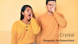  Presentation with face pain - Theme enhanced with beautiful-latin-young-couple-wearing background and a yellow colored foreground
