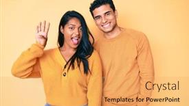  Presentation with young happy couple - PPT layouts with beautiful-latin-young-couple-wearing background and a yellow colored foreground