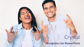  Presentation with latin music - Slide deck with beautiful-latin-young-couple-wearing background and a sky blue colored foreground