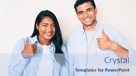 Presentation with young happy couple - Cool new theme with beautiful-latin-young-couple-wearing backdrop and a light blue colored foreground
