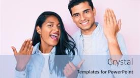  Presentation with engagement - Presentation design featuring beautiful-latin-young-couple-wearing background and a light blue colored foreground