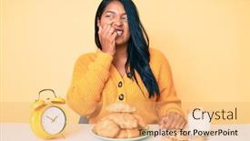  Presentation with nails - Slide deck having beautiful-latin-young-woman background and a yellow colored foreground