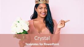  Presentation with hand holding flowers - Beautiful theme featuring beautiful-latin-young-woman backdrop and a coral colored foreground