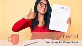  Presentation with long hair - Slides enhanced with beautiful-latin-young-woman background and a lemonade colored foreground