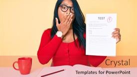  Presentation with exam - Presentation with beautiful-latin-young-woman background and a red colored foreground
