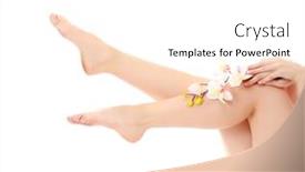  Presentation with feet - Theme with beautiful legs and feet with flower isolated on white background background and a white colored foreground