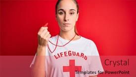  Presentation with lifeguard - Beautiful presentation featuring beautiful-lifeguard-woman-wearing-t backdrop and a red colored foreground