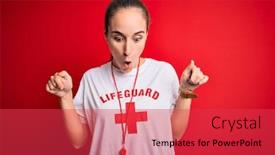  Presentation with whistle - Colorful slide deck enhanced with beautiful-lifeguard-woman-wearing-t backdrop and a red colored foreground