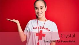  Presentation with lifeguard - PPT layouts consisting of beautiful-lifeguard-woman-wearing-t background and a red colored foreground