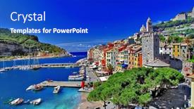  Presentation with coast - Presentation theme featuring beautiful-ligurian-coast-of-italy background and a  colored foreground