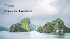  Presentation with vietnam - PPT theme enhanced with beautiful-limestone-karst-islands background and a sky blue colored foreground