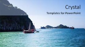  Presentation with boats - Beautiful PPT layouts featuring beautiful limestone rocks of lan backdrop and a light blue colored foreground