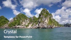  Presentation with boats - Cool new PPT theme with beautiful limestone rocks of lan backdrop and a ocean colored foreground