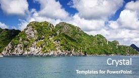  Presentation with beautiful places vietnam - Colorful PPT theme enhanced with beautiful limestone rocks of lan backdrop and a seafoam green colored foreground