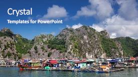  Presentation with traditional vietnamese soup pho - Amazing PPT layouts having beautiful limestone rocks of lan backdrop and a ocean colored foreground