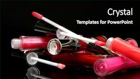  Presentation with blush brushes lip gloss - Theme with beautiful lip glosses with rose background and a black colored foreground