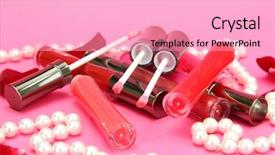  Presentation with pink rose petals - Colorful PPT theme enhanced with beautiful lip glosses with rose backdrop and a  colored foreground
