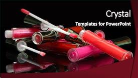  Presentation with blush brushes lip gloss - Presentation with beautiful lip glosses with rose background and a  colored foreground